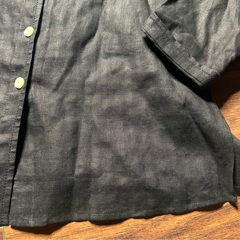 Talbots Black Button-Front Linen-Blend Tunic - Picture 4 of 4